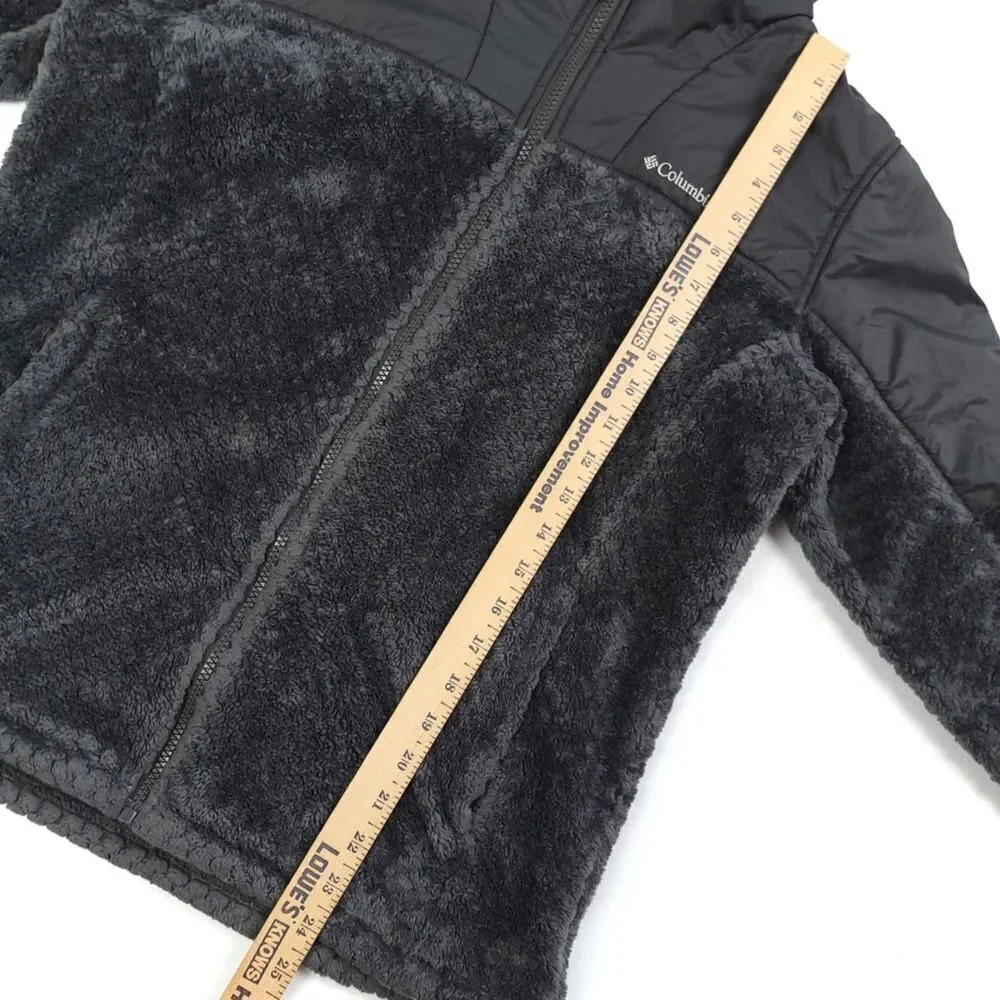 COLUMBIA Fireside Sherpa Hoodie Warm Tech Zip Jacket in Gray Medium Gorpcore - Picture 2 of 8